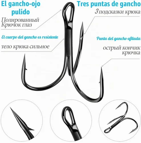 Vista 3 de DONQL 20 ganchos agudos de pesca para bagre, ganchos agudos de acero de alto carbono