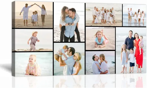 Vista 7 de Personaliza tus fotos sobre lienzo, impresiones artísticas personalizadas para pared, fotos familiares, de boda, bebé, mascota, collage de múltiples
