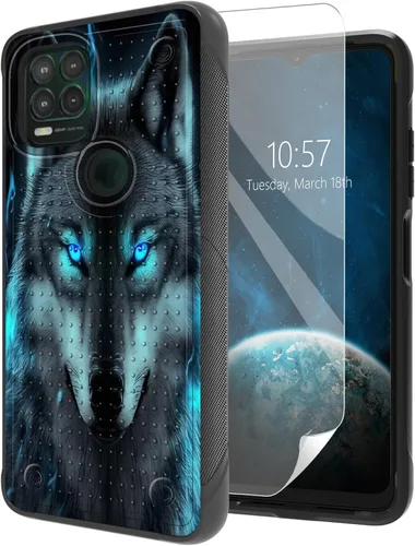 Vista 23 de Funda para Moto G Stylus 5G 2021 con protector de pantalla, a prueba de golpes, 2 en 1, parte trasera duradera de policarbonato duro texturizado