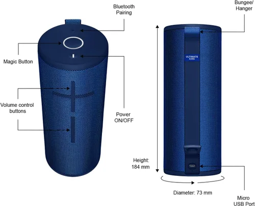 Vista 10 de Ultimate Ears Boom 3 - Altavoz inalámbrico Bluetooth, sonido audaz + graves profundos, Bluetooth, botón mágico, impermeable, batería de 15 horas