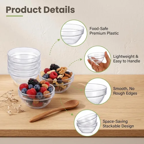 Vista 3 de 30 mini cuencos de plástico pequeños, 3.5 pulgadas y 4 onzas, cuencos de ingredientes para salsa de inmersión, aperitivos, postres, helados, dulces