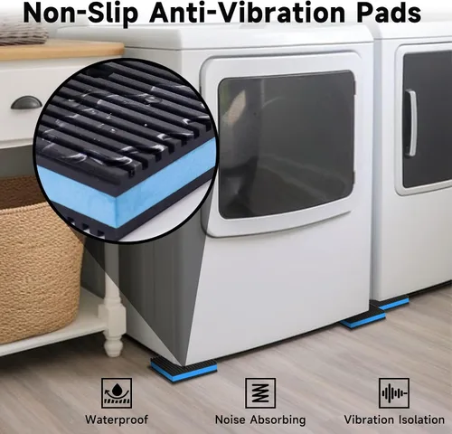 Vista 5 de BJADE'S Paquete de 4 almohadillas de aislamiento antivibraciones, almohadillas mecánicas de amortiguación de vibraciones, almohadilla de goma