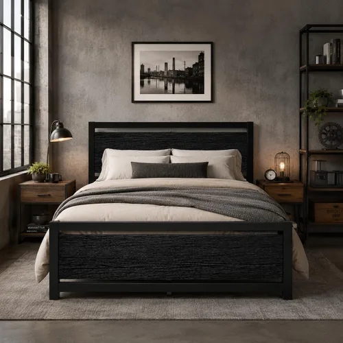 Vista 17 de Catrimown - Bases de cama individuales con cabecero, base de cama metálica de tamaño individual con fuerte soporte de listones de acero, cama