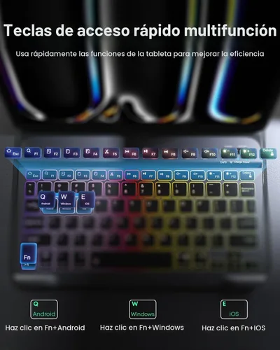 Vista 5 de Funda para tablet A8 con teclado Samsung Galaxy Tab A8 de 10.5 pulgadas 2021/2022 SM-X200, SM-X205 Dazzle Magic Keyboard retroiluminado Soporte