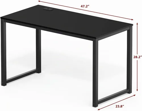Vista 3 de SHW Escritorio para computadora de oficina de grado comercial de 48 pulgadas, color negro Garantía limitada de 10 años