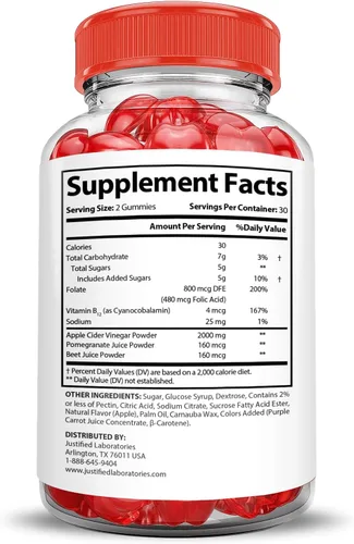 Vista 4 de Paquete de 5 gomitas Ignite Keto ACV Extreme 2000 mg Advanced Ignite Keto Gummies Vinagre de sidra de manzana formulado con jugo de granada