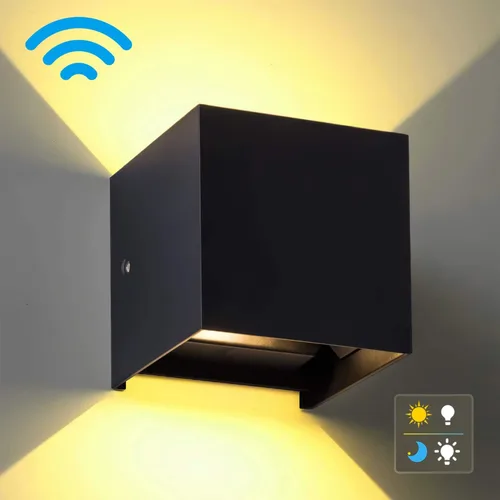 Vista 2 de Lámpara de pared de aluminio LED impermeable, (Sensor de atardecer a amanecer mejorado) Luz exterior impermeable 20W 100-277V 2800K-3000K