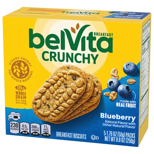 Vista 16 de belVita Barras de desayuno galletas, arándanos, 30 paquetes en total, 6 cajas (4 galletas por paquete)