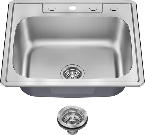 Vista 19 de Kraus KBU11 - Fregadero de cocina de acero inoxidable de 19 3/4 pulgadas, fregadero de cocina duradero de calibre 18 de un solo tazón