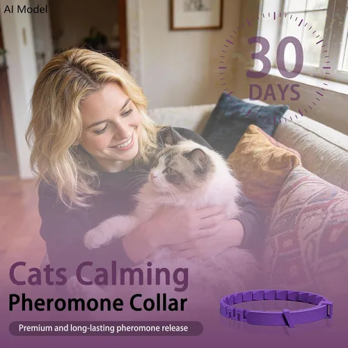 Vista 2 de Calming Collar for Cats, Pheromone Cat Calming Collar for Anxiety Relief & Stress, Adjustable Water Resistant Breakaway Calming Collars, Natural