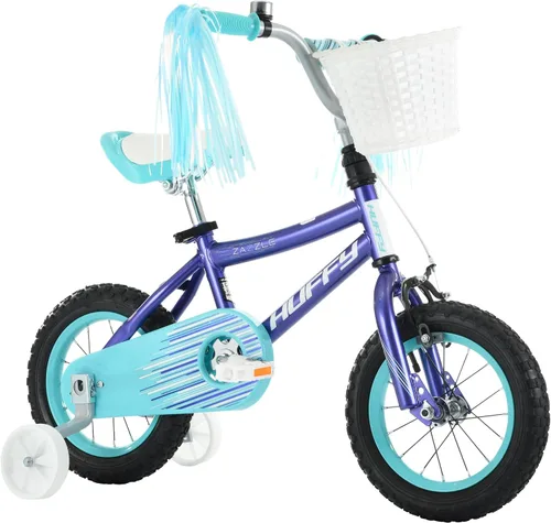 Vista 10 de Huffy Zazzle - Bicicleta para niña con ruedas de entrenamiento, serpentinas y cesta Azul claro