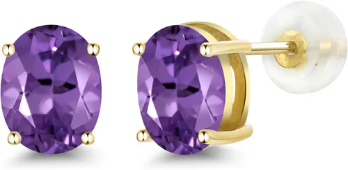 Vista 255 de Gem Stone King Aretes de oro de 14 quilates con piedra natal ovalada de 0.315 x 0.236 in Aretes de oro para mujer