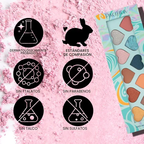 Vista 5 de Pacifica Paleta de sombras de ojos – Sombra de ojos mineral Malibu, tonos neutros mezclables con mate aterciopelado, brillante y metálico, infusión