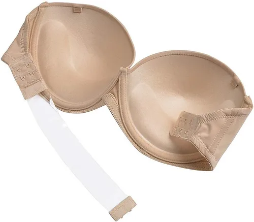 Vista 4 de Sujetador sin tirantes con parte trasera transparente invisible correa push up acolchado Bralette