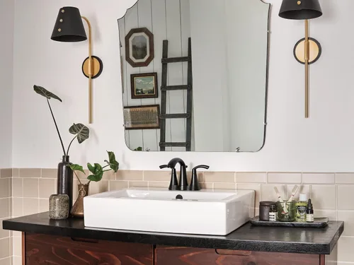 Vista 2 de Moen 6172BL Glyde - Grifo de baño con dos manijas de arco alto, color negro mate