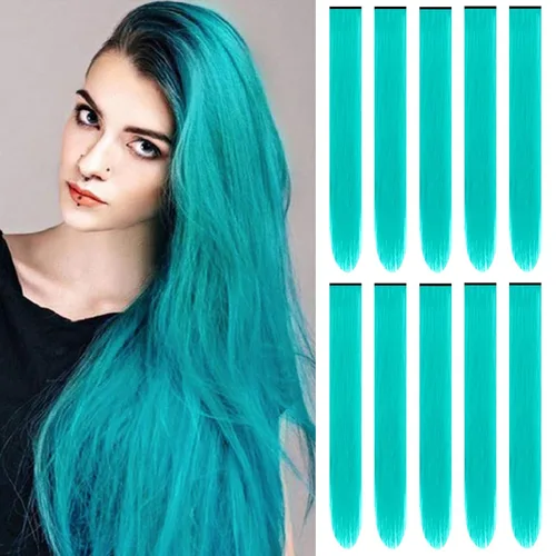Vista 22 de Extensiones de cabello negro con clip, extensiones sintéticas