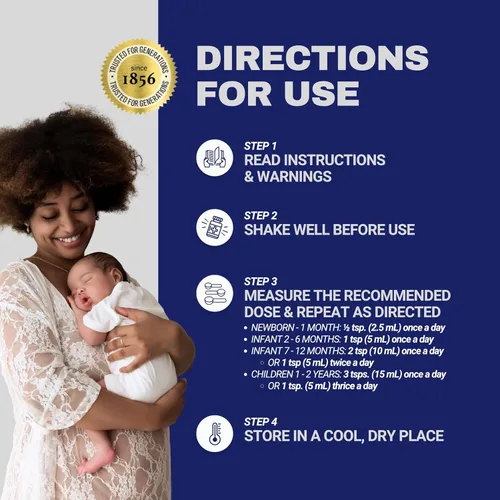 Vista 6 de Dr. Chase Kolik Agua de gripe nocturna para bebés, apoyo para cólicos, gases y sueño para recién nacidos y bebés, gotas sin alcohol con manzanilla