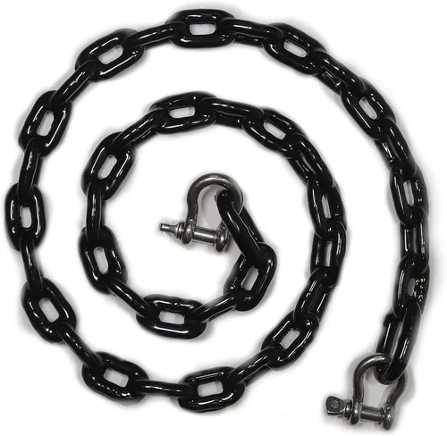 Vista 2 de Cadena de anclaje de barco recubierta de PVC con grilletes de acero inoxidable 4 pies/5 pies/6 pies/negro/blanco