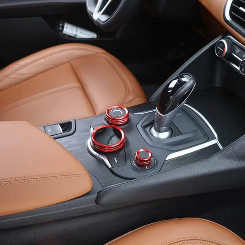 Vista 5 de Aleación de aluminio para consola central interior de automóvil, perilla multimedia, accesorio para Alfa Romeo Giulia Stelvio 2017-2020