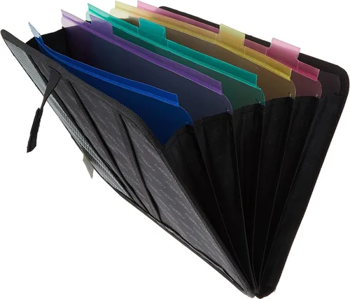 Vista 4 de Case-it organizador de 5 pestañas para casillero, ACC-21-GRE, Negro
