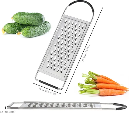 Vista 2 de Rallador de queso de mano, ralladores planos de acero inoxidable grueso HIA para cocina, rallador de alimentos con mango antideslizante, perfecto