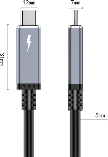Vista 3 de TREBLEET Cable USB4 de 15 pies compatible con Thunderbolt 3, cable USB4 de tamaño súper largo de 100 W 20 Gbps, compatible con hub Thunderbolt 3