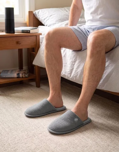 Vista 2 de EverFoams Pantuflas de punto de algodón para hombre con espuma Gris