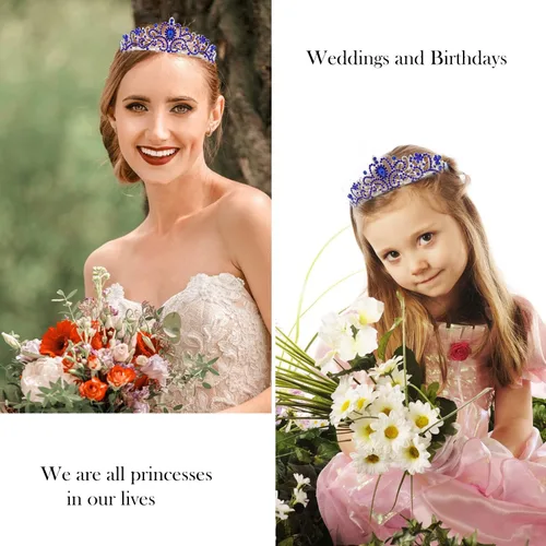 Vista 4 de Velscrun Tiara - Corona de Reina de Cumpleaños con Diamantes de Imitación y Banda Tiara de cumpleaños 27