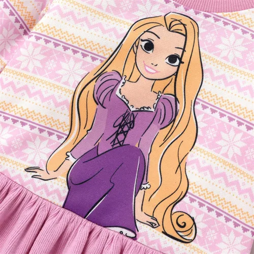 Vista 4 de Vestido de sudadera de manga larga con estampado de personajes de princesa Disney, para cumpleaños