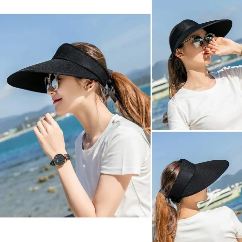 Vista 6 de Sombreros con visera para el sol, gorra de playa de ala grande para verano, protección UV