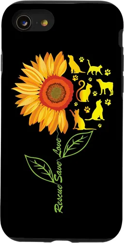 Vista 13 de iPhone 14 RESCUE SAVE LOVE - Funda de pata de girasol para gatos y perros