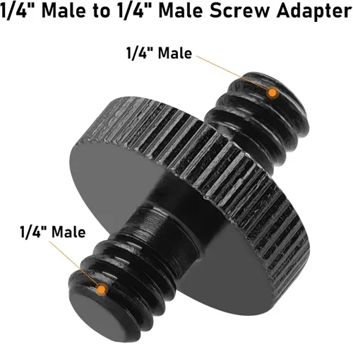 Vista 3 de Adaptador de tornillo de trípode roscado macho de 1/4 pulgadas a macho de 1/4 pulgadas, convertidor de rosca de montaje estándar para montaje
