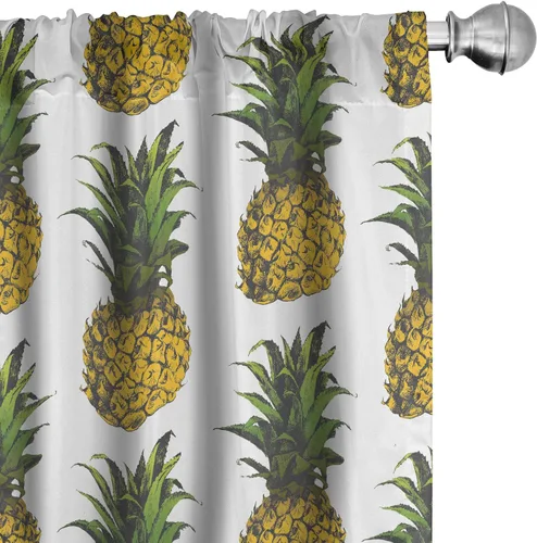 Vista 23 de Lunarable Cortinas con estampado de madera, madera natural rústica con rayas, patrón abstracto ovalado, tema de carpintería, tratamientos