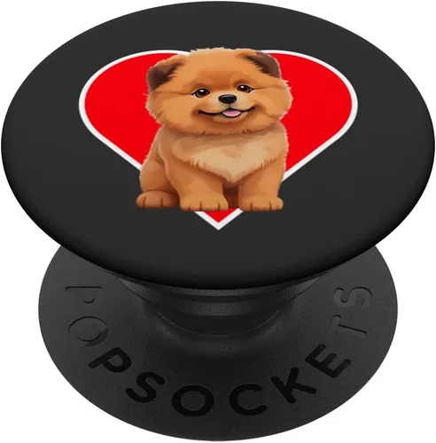 Vista 6 de Cute Happy Chow Puppy Dog Cartoon Dog to Fall in Love PopSockets MagSafe PopGrip for iPhone