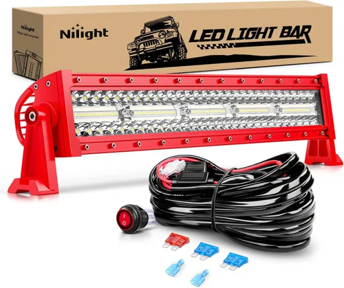 Vista 11 de Nilight - Barra de luz LED ámbar de 22 pulgadas, 480 W, triple fila, haz puntual y disperso, impermeable, iluminación todoterreno, con arnés