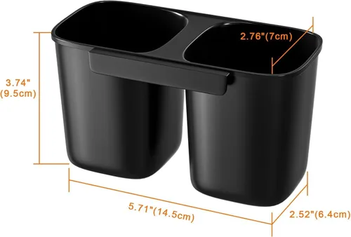 Vista 3 de Black Hanging Utensil Holder With Hook, Dish Drying Rack, Silverware Basket Negro