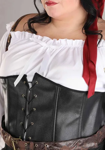Vista 5 de Disfraz de pirata de talla grande para mujer, disfraz de pirata de la bandera de Jolly Roger para mujer