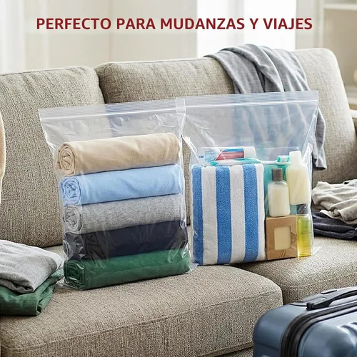 Vista 4 de Bolsas de almacenamiento con cierre de cremallera de plástico Yotelab de 3.5 galones, Bolsas de almacenamiento transparentes reutilizables de 16x19