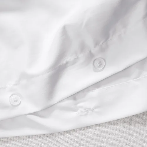 Vista 2 de Cuddledown Heritage - Funda de edredón 100% algodón Calidad Premium Tejido de satén ultrasuave Transpirable Cierre de botón Queen Blanco