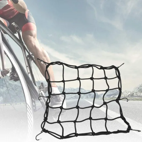 Vista 9 de VGEBY1 Cubierta de red de equipaje para bicicleta, red de carga para equipaje con 6 ganchos para almacenamiento de bicicletas