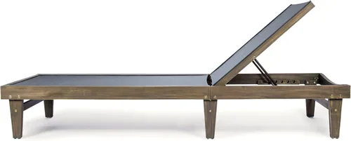 Vista 11 de Christopher Knight Home Summerland - Tumbona de malla para exteriores con marco de madera de acacia, acabado gris/malla gris oscuro