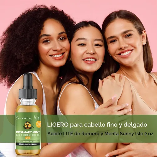 Vista 2 de Sunny Isle Aceite Lite para el cabello y raíces fuertes de menta y romero