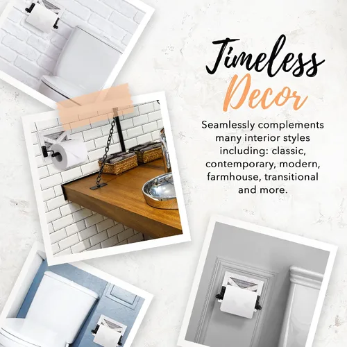 Vista 7 de Autumn Alley Soporte de papel higiénico blanco para pared, accesorios decorativos de baño de granja, madera lavada blanca, metal galvanizado y metal