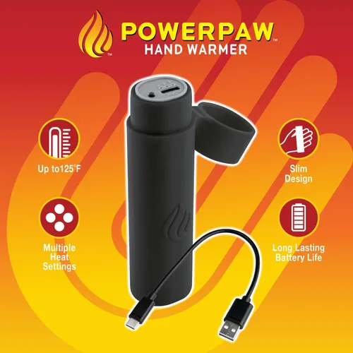 Vista 2 de POWERPAW - Calentador de manos recargable, calentador de manos eléctrico portátil, 3 niveles de calor, 5000mAh, batería USB-C, calentador