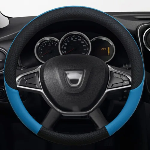 Vista 5 de Para Dacia Sandero Stepway Crossover, para Renault Sandero, cubierta de volante de coche de cuero PU Accesorios para automóviles