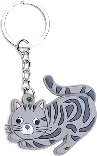 Vista 5 de POYAMUSE Lovely Cats Keyring - Cartoon Cat Key chain for Women Girls Pet Memorial Jewelry - Cat Shows Cat Cafes Souvenir
