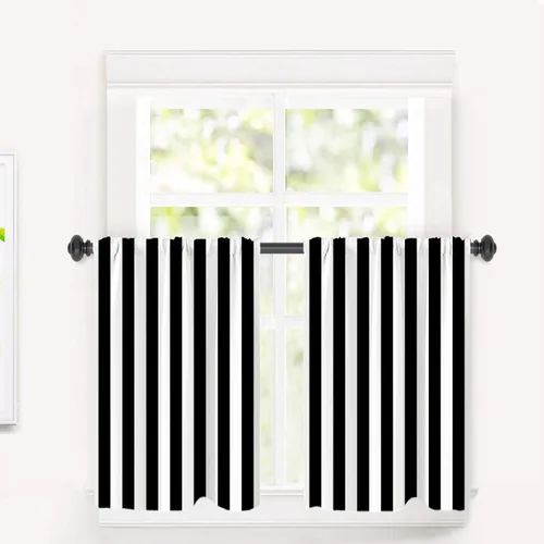 Vista 178 de Cortinas opacas de poliéster multicapa para cafetería, con diseño de diamantes, 2 unidades, 26 x 24 pulgadas