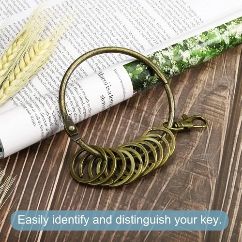 Vista 5 de PATIKIL 3.4 Inch Dia Key Organizer Keychain, 1pcs Key Management Holder with 10 Keys Rings for Office, Bronze