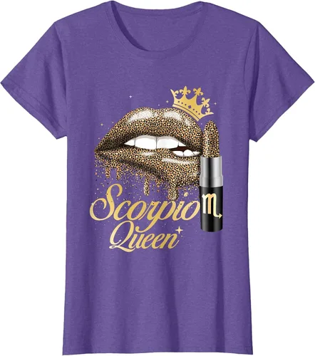 Vista 4 de Scorpio Queen - Zodiac Sign Horoscope Birthday T-Shirt Negro