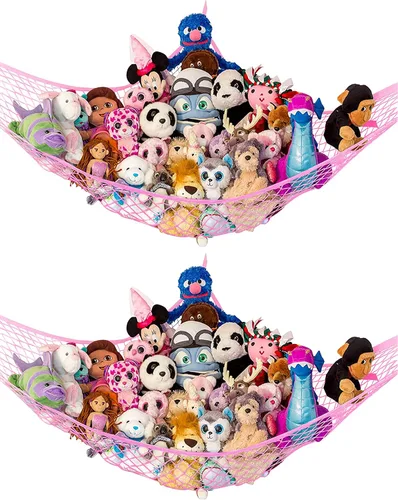 Vista 12 de Hamaca para animales de peluche, grande, almacenamiento de animales de peluche en esquina y red de peluche, hamaca de juguete para animales